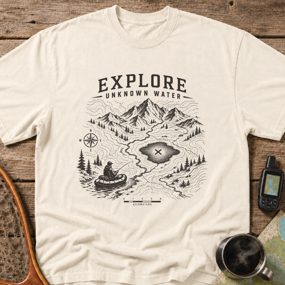 Explore Unknown Water Packraft Fishing T-Shirt