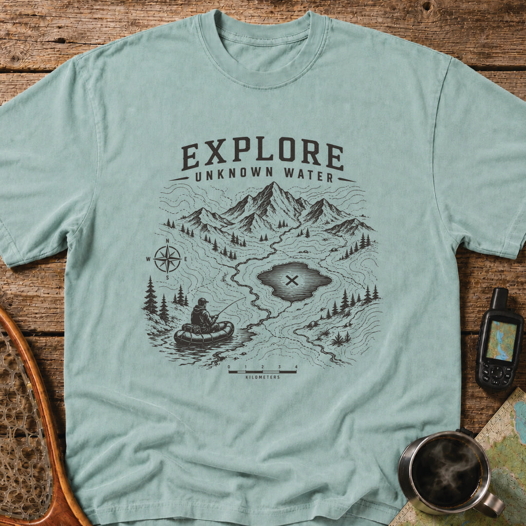 Explore Unknown Water Packraft Fishing T-Shirt