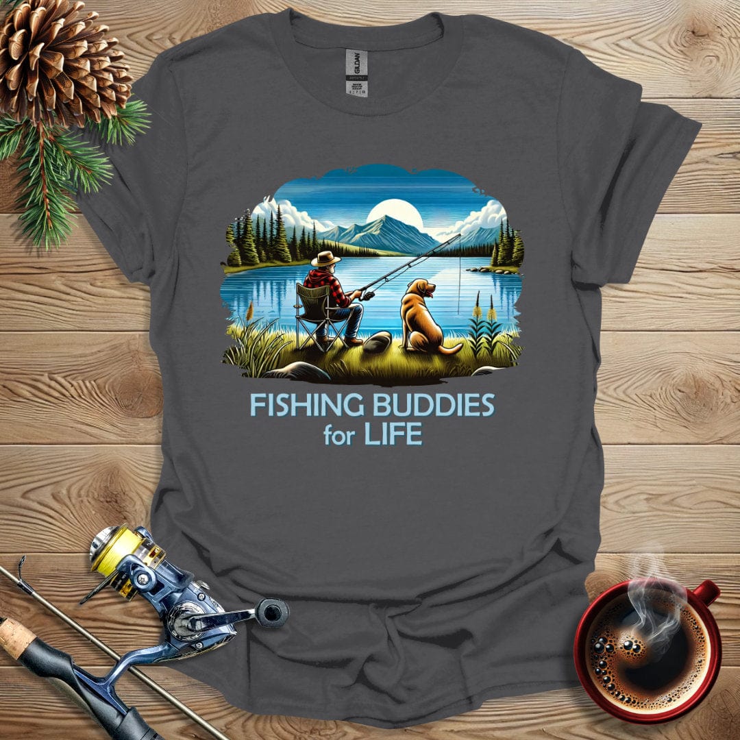 Printify T-Shirt Charcoal / S Fishing Buddies For Life T-Shirt