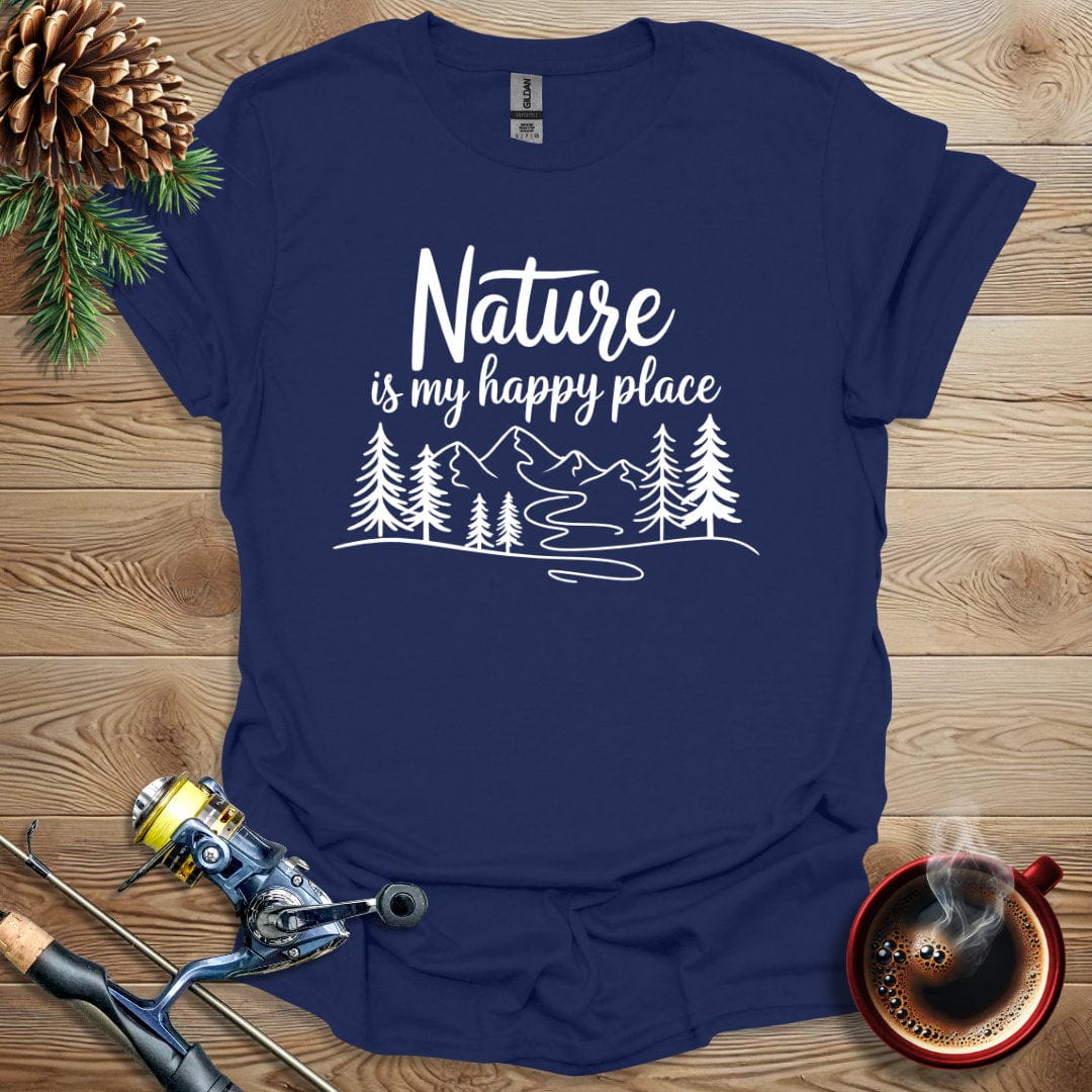 Printify T-Shirt Navy / S Nature Is My Happy Place T-Shirt